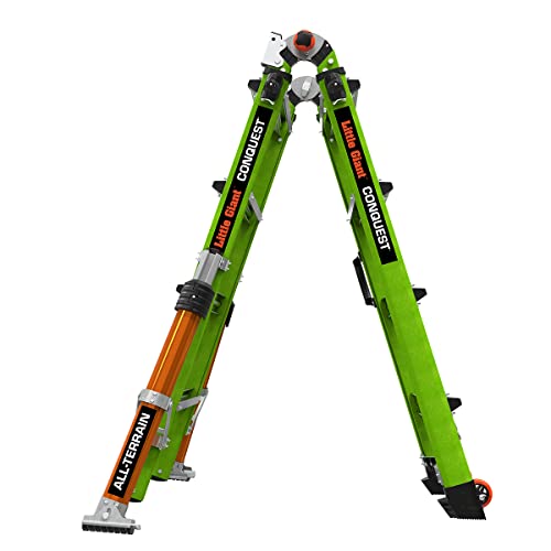 Little Giant Ladder Systems Conquest 2.0 All-Terrain, M17, 17ft, Multi-Position Ladder with Adjustable Outriggers, Fiberglass, Type 1A, 300 lbs Weight Rating, (17107-001) - Image 9