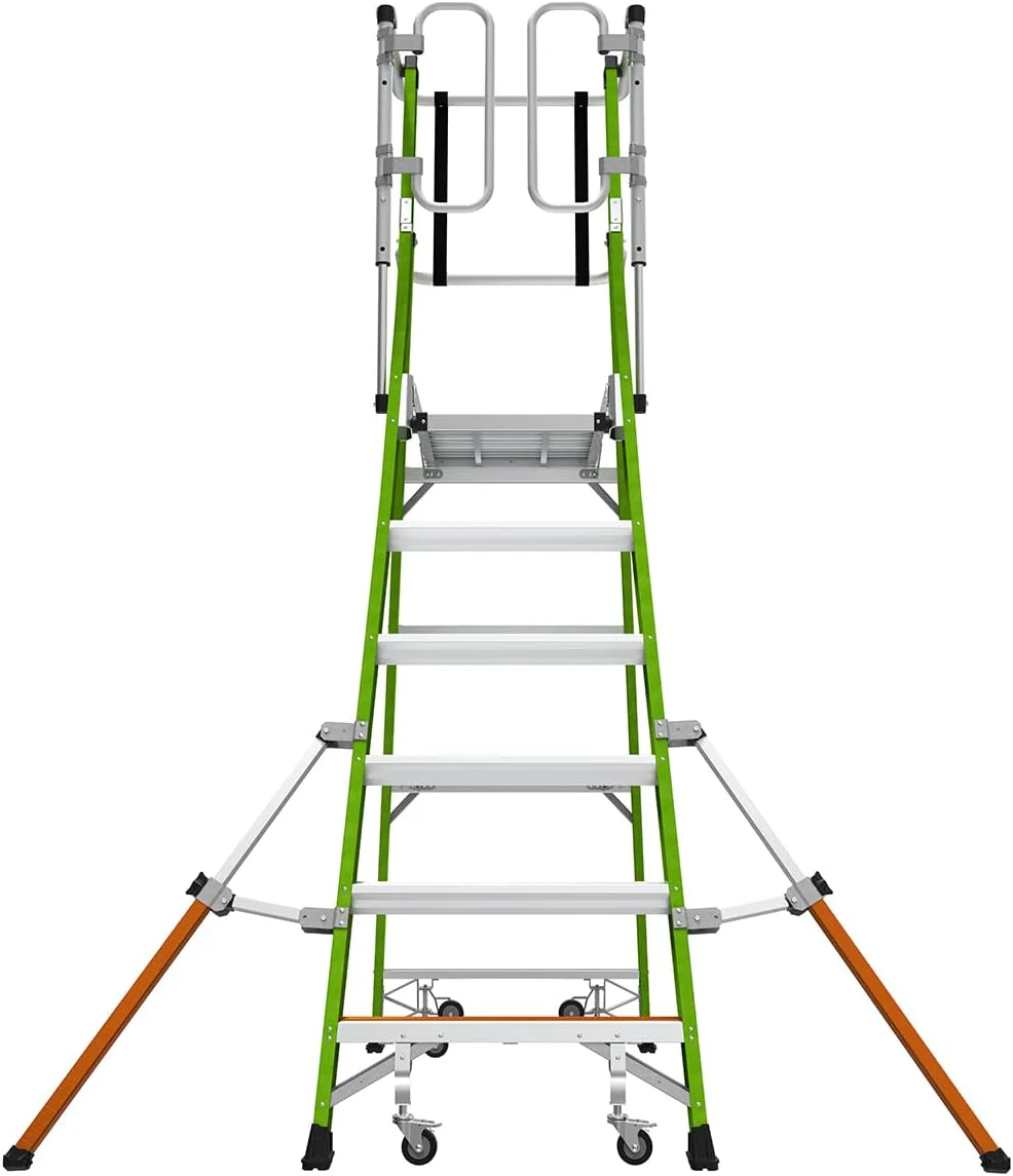 Little Giant Ladder Systems Safety Cage 2.0, M6, 6ft Enclosed Platform, Platform Ladder with Adjustable Outriggers, Fiberglass, Type 1AA, 375 lbs Weight Rating, (19706-146) - Image 5