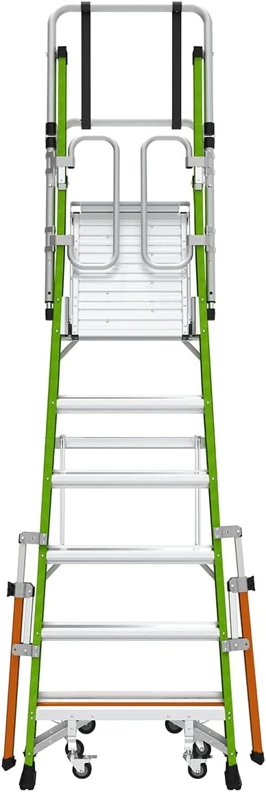 Little Giant Ladder Systems Safety Cage 2.0, M6, 6ft Enclosed Platform, Platform Ladder with Adjustable Outriggers, Fiberglass, Type 1AA, 375 lbs Weight Rating, (19706-146) - Image 6