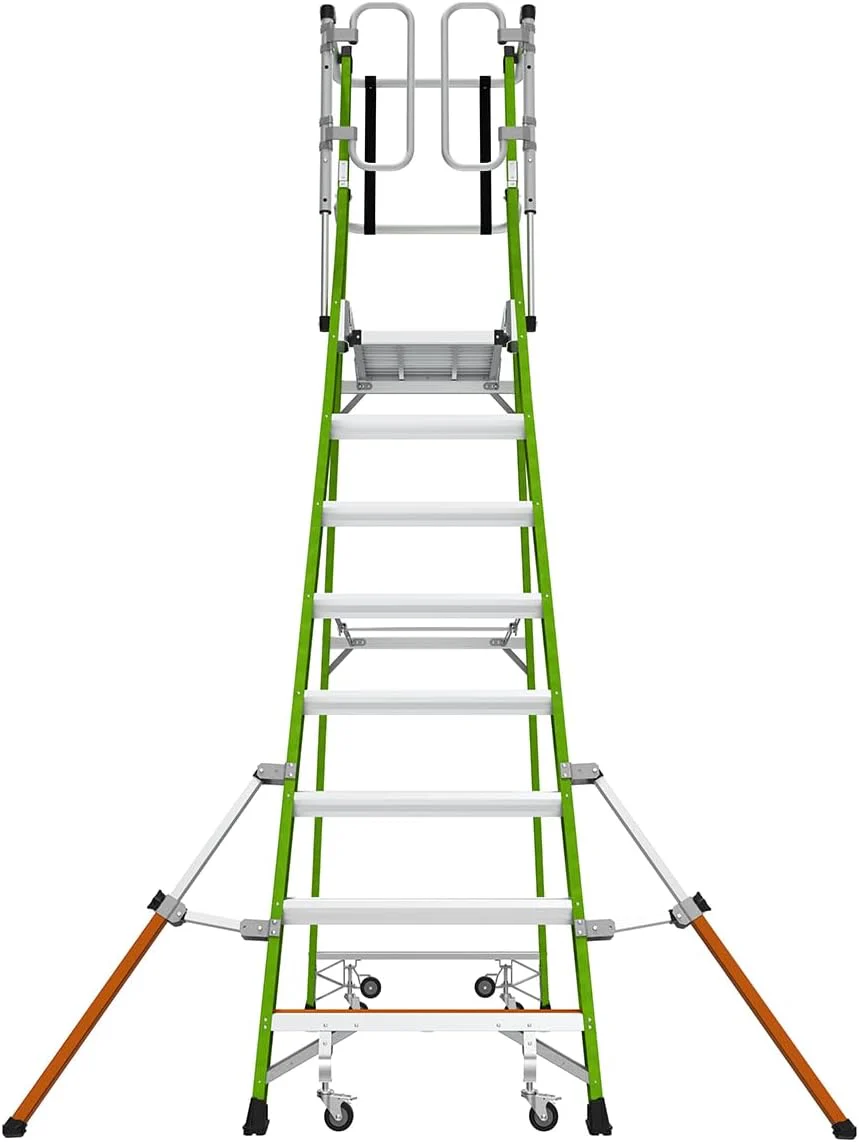Little Giant Ladder Systems Safety Cage 2.0, M8, 8ft Enclosed Platform, Platform Ladder with Adjustable Outriggers, Fiberglass, Type 1AA, 375 lbs Weight Rating - (19708-146) - Image 3