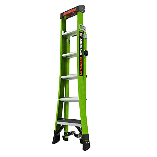 Little Giant Ladders, King Kombo 2.0 XT, Industrial, M6, 6 Ft. A Frame, 10 Ft. Extension, Fiberglass, Type 1AA, 375 lbs Weight Rating, (13936-071), Hi-viz Green - Image 10