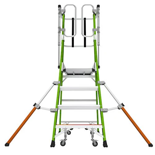 Little Giant Ladders Little Giant Ladder Systems Safety Cage 2.0, M4, 4ft Enclosed Platform, Ladder with Adjustable Outriggers, Fiberglass, Type 1AA, 375 lbs Weight Rating, (19704-146), Hi-viz Green - Image 3