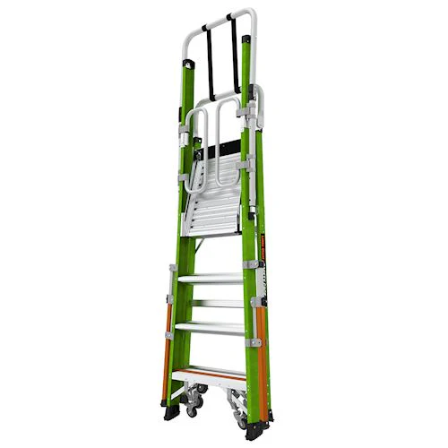 Little Giant Ladders Little Giant Ladder Systems Safety Cage 2.0, M4, 4ft Enclosed Platform, Ladder with Adjustable Outriggers, Fiberglass, Type 1AA, 375 lbs Weight Rating, (19704-146), Hi-viz Green - Image 5