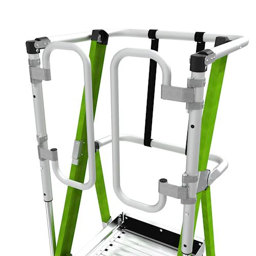 Little Giant Ladders Little Giant Ladder Systems Safety Cage 2.0, M4, 4ft Enclosed Platform, Ladder with Adjustable Outriggers, Fiberglass, Type 1AA, 375 lbs Weight Rating, (19704-146), Hi-viz Green - Image 6