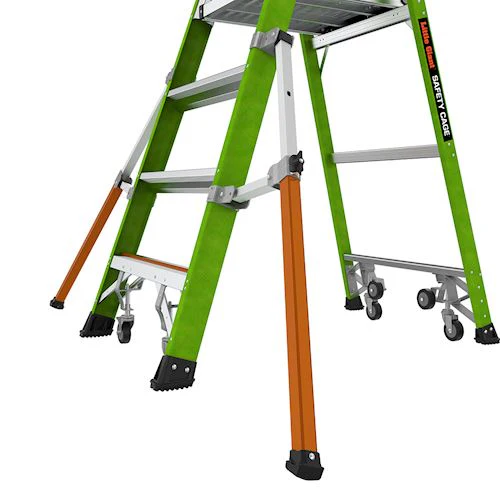 Little Giant Ladders Little Giant Ladder Systems Safety Cage 2.0, M4, 4ft Enclosed Platform, Ladder with Adjustable Outriggers, Fiberglass, Type 1AA, 375 lbs Weight Rating, (19704-146), Hi-viz Green - Image 9