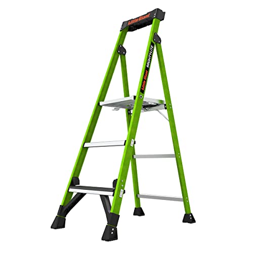 Little Giant Ladders, MightyLite 2.0, 5' Stepladder with Ground Cue, Fiberglass, Type IAA, 375 lbs Weight Rating, (15405-001), Hi-viz Green