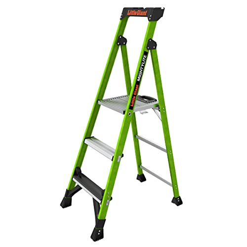 Little Giant Ladders, MightyLite 2.0, 5' Stepladder with Ground Cue, Fiberglass, Type IAA, 375 lbs Weight Rating, (15405-001), Hi-viz Green - Image 2