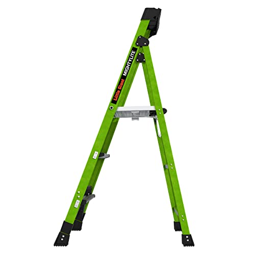 Little Giant Ladders, MightyLite 2.0, 5' Stepladder with Ground Cue, Fiberglass, Type IAA, 375 lbs Weight Rating, (15405-001), Hi-viz Green - Image 4