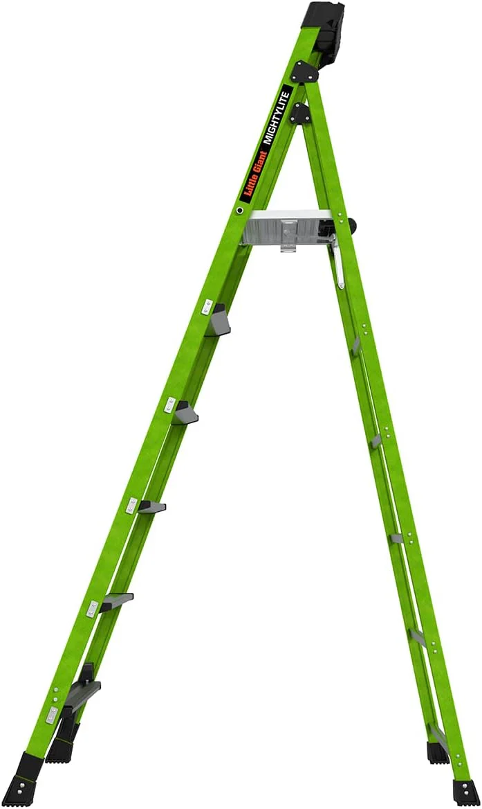 Little Giant Ladders, MightyLite 2.0, 8' Stepladder with Ground Cue, Fiberglass, Type IAA, 375 lbs Weight Rating, (15408-001), Green 8 Ft. - Image 5