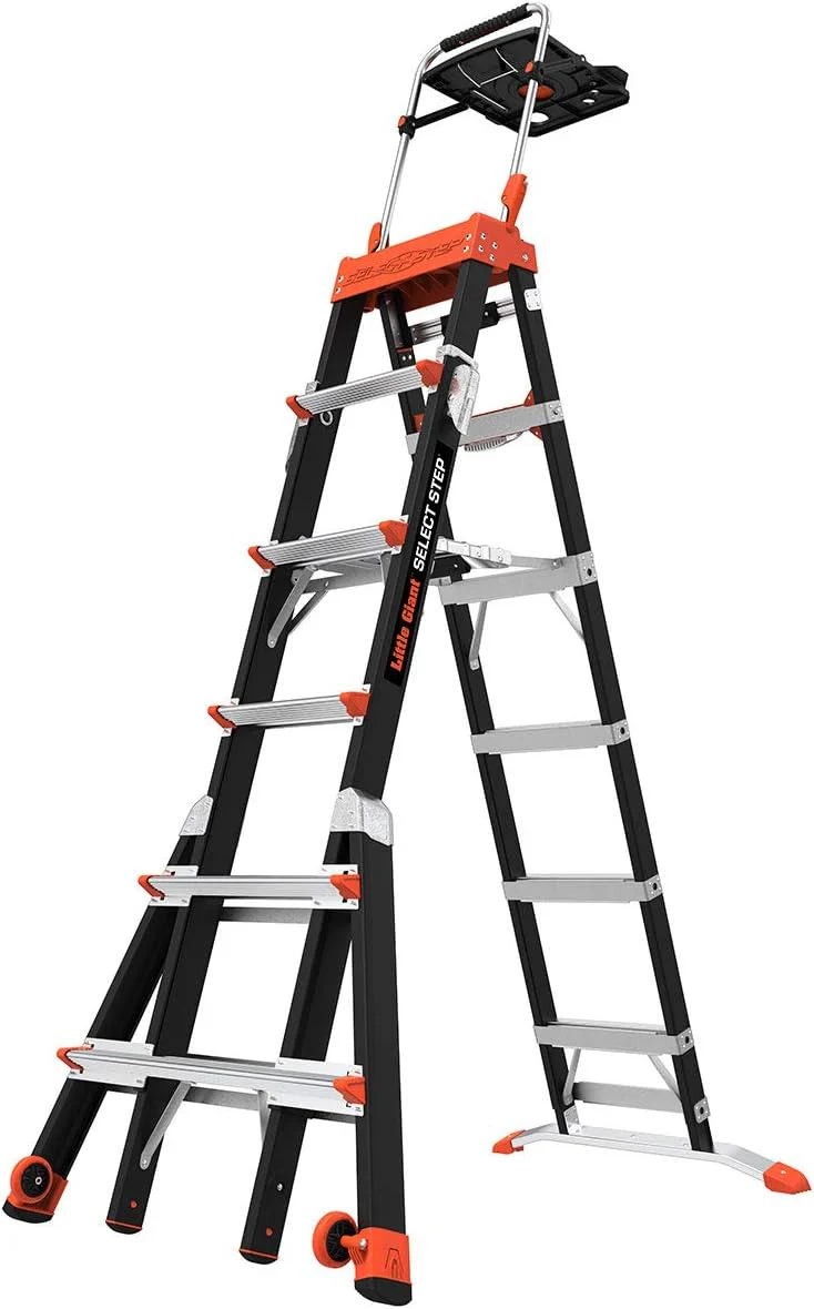 Little Giant Ladders, Select Step, 6 to 10 ft, Adjustable Step Ladder, Fiberglass, Type IAA, 375 lbs weight rating (15131-001)