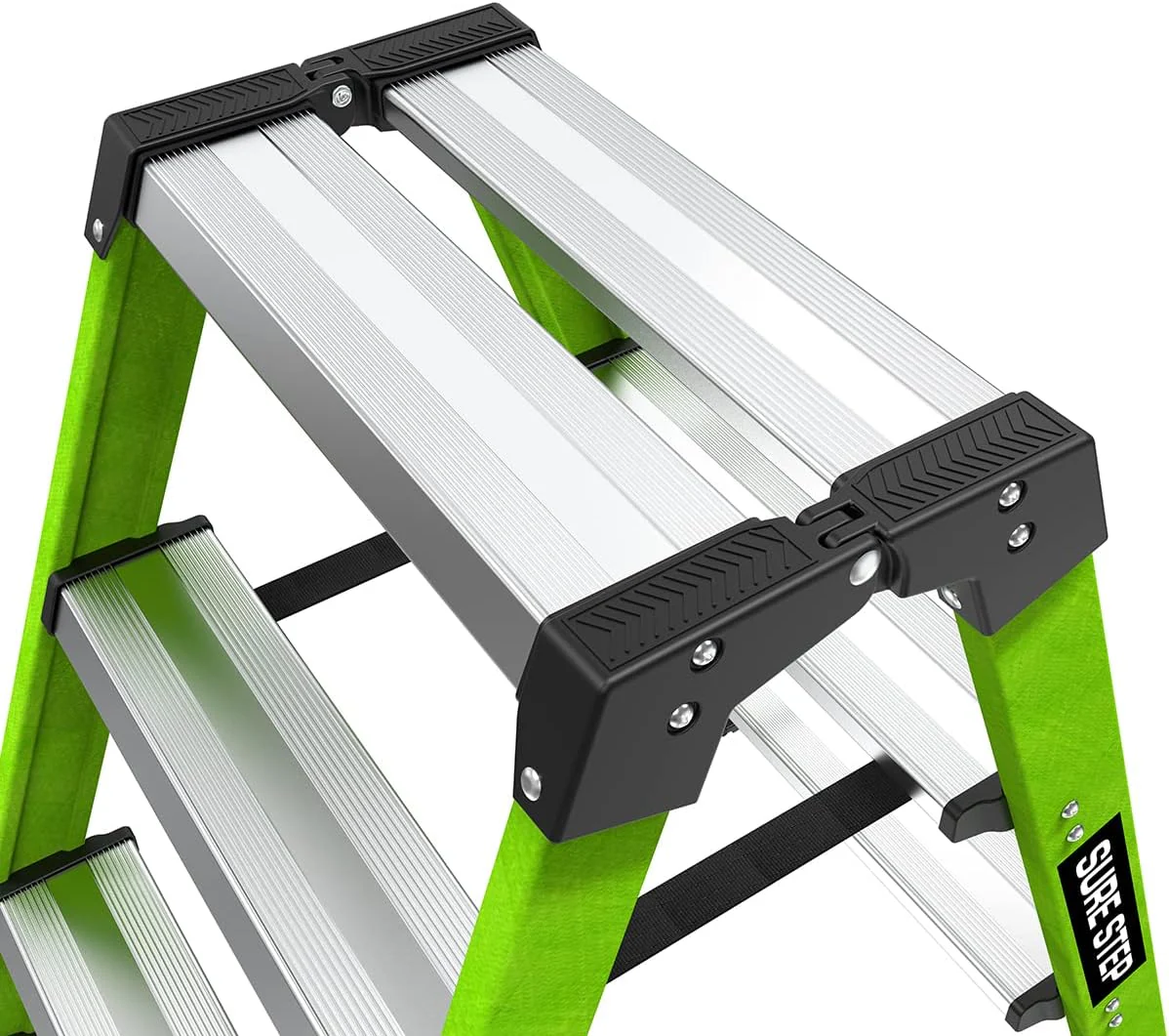 Little Giant Ladders, Sure Step, 3-Step, Double-Sided Step Stool, Fiberglass, (11953), Type 1AA, 375 lbs Weight Rating, Hi-viz Green - Image 11