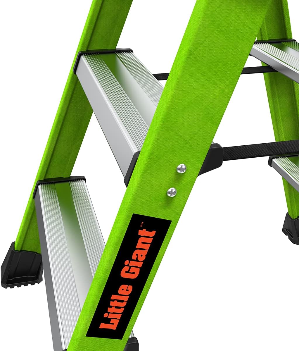 Little Giant Ladders, Sure Step, 3-Step, Double-Sided Step Stool, Fiberglass, (11953), Type 1AA, 375 lbs Weight Rating, Hi-viz Green - Image 14