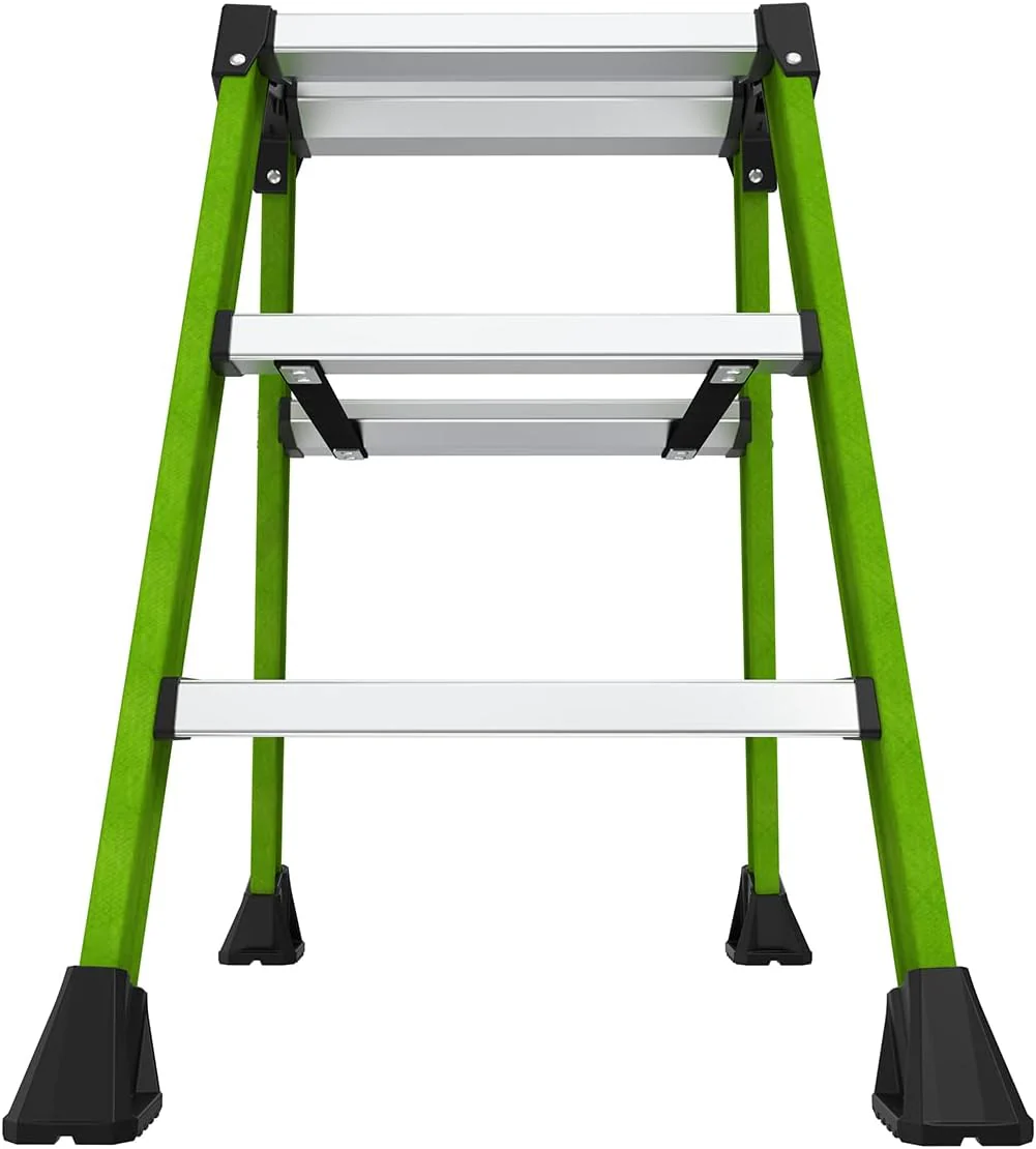 Little Giant Ladders, Sure Step, 3-Step, Double-Sided Step Stool, Fiberglass, (11953), Type 1AA, 375 lbs Weight Rating, Hi-viz Green - Image 4