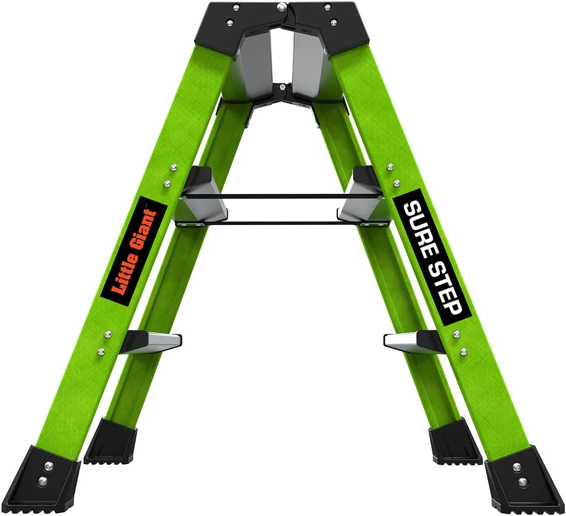 Little Giant Ladders, Sure Step, 3-Step, Double-Sided Step Stool, Fiberglass, (11953), Type 1AA, 375 lbs Weight Rating, Hi-viz Green - Image 6