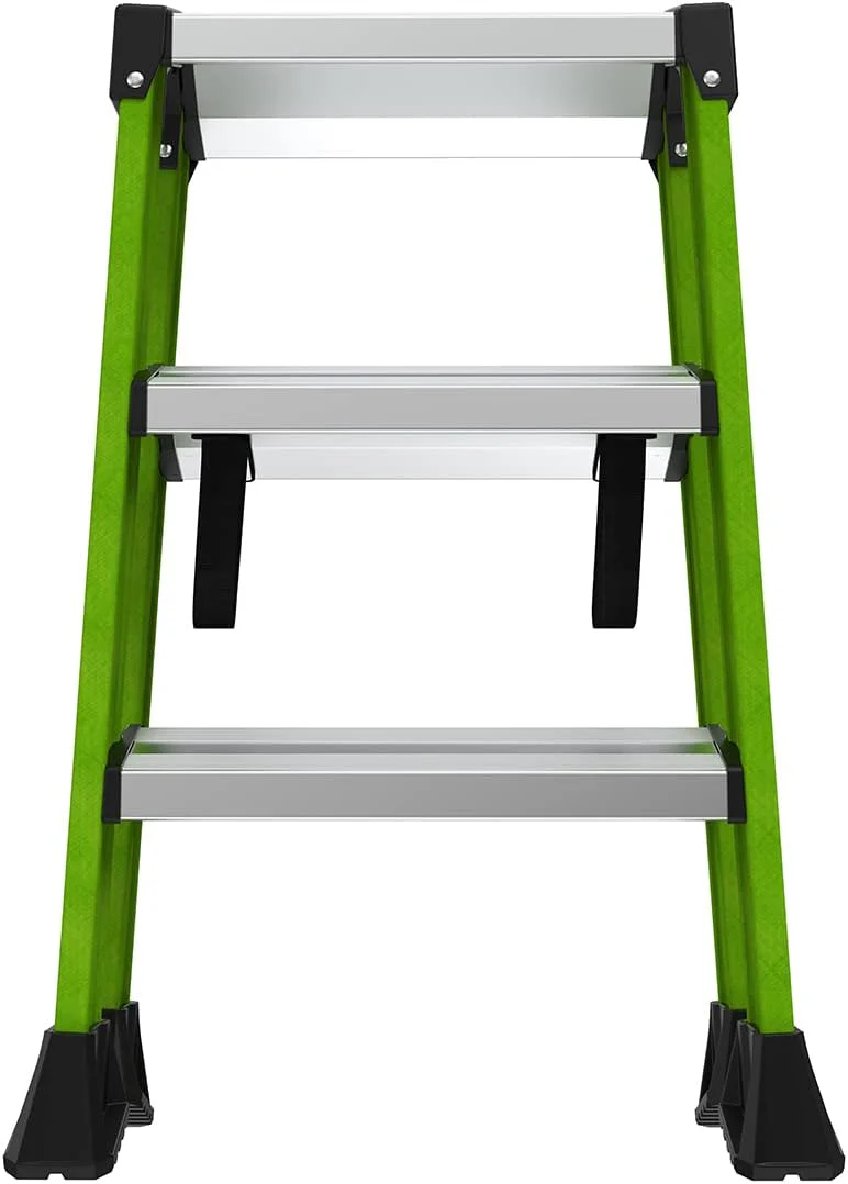 Little Giant Ladders, Sure Step, 3-Step, Double-Sided Step Stool, Fiberglass, (11953), Type 1AA, 375 lbs Weight Rating, Hi-viz Green - Image 9