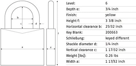 ABUS 72/40HB40 Lockout Padlock, KD, 1/4 in. Diameter, 1-9/16" Shackle, Yellow - Image 3