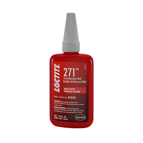 Loctite 271 Automotive Threadlocker Red - High Strength Thread Lock, Fluorescent, Heavy-Duty, Works on All Metals - 36 ml, 1 Pack