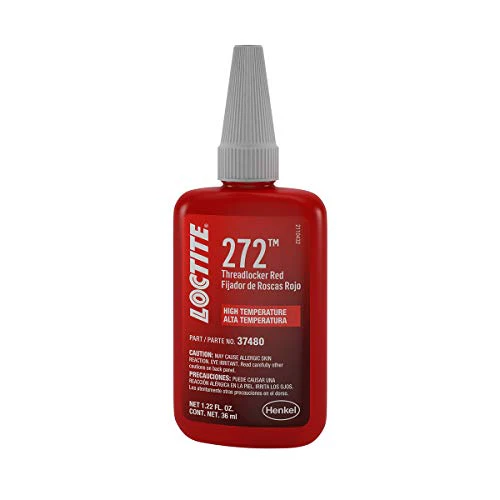 Loctite 272 Automotive Threadlocker Red – High Temp Thread Lock, Heavy-Duty High Strength Applications, Works on All Metals - 36 ml, 1 Pack