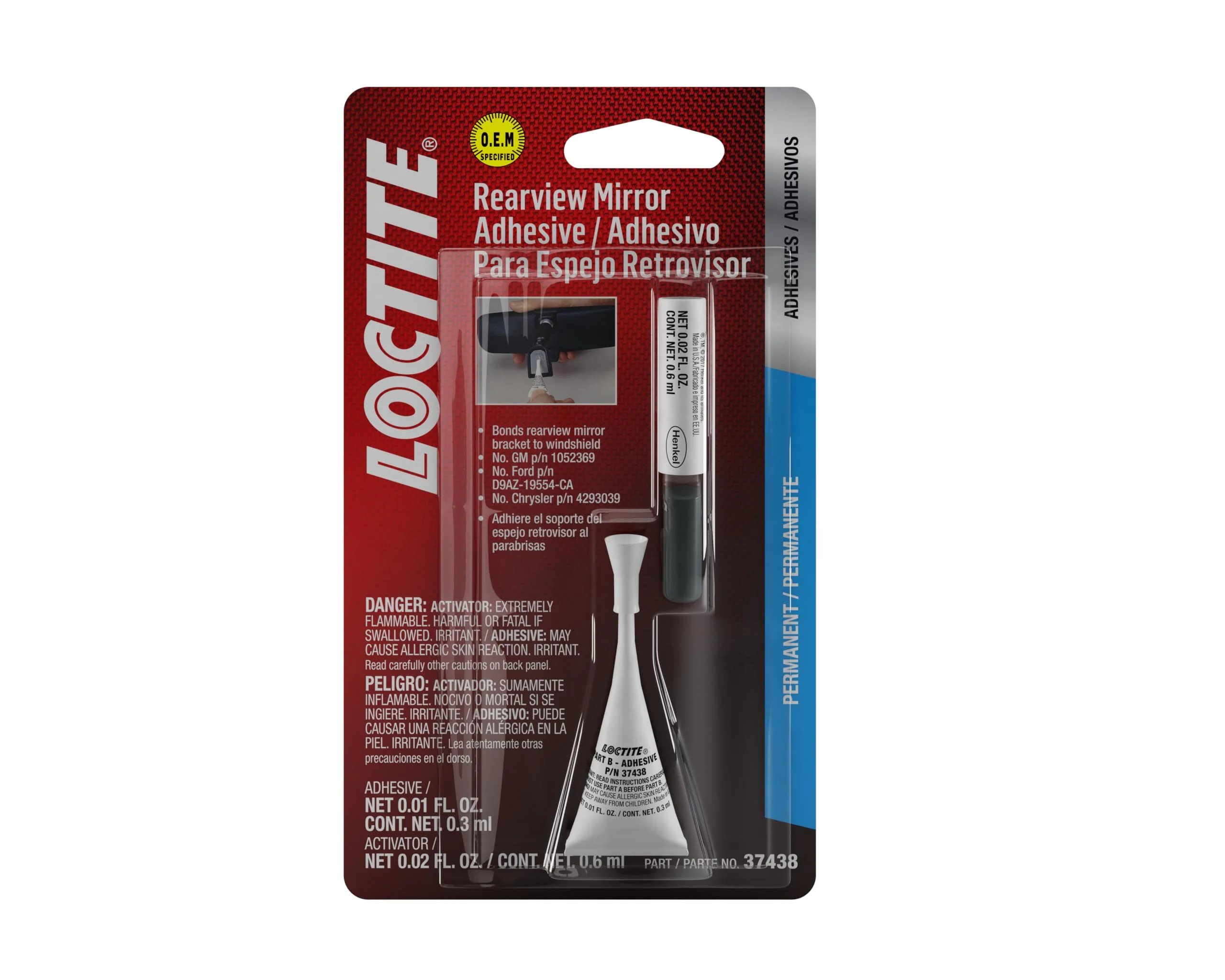 Loctite | 37438 | Loctite 37438 Rearview Mirror Adhesive Kit , 0.3 cc