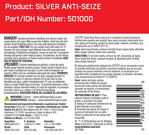 LOCTITE 501000 Silver Anti-Seize Lubricant for Automotive: Heavy-Duty, Temperature Resistant, Petroleum-Based Lubricant Compound | 8 oz Bottle with Brush Top (PN: 501000) - Image 4