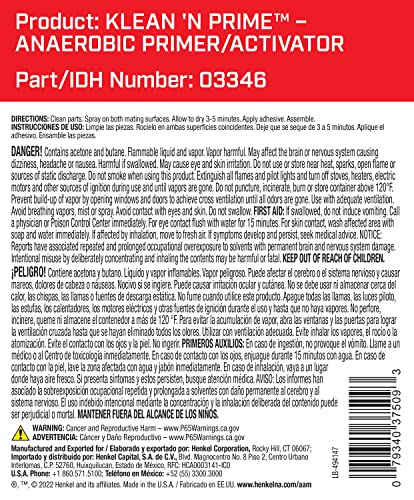Loctite 7649 Klean N’ Prime: Activator for Anaerobic Adhesives, Decrease Cure Time, Low Temperature, for Inactive Surfaces, Long On-Part Life | 4.5 oz Aerosol Can (PN: 37509-494147), Gold, Small - Image 3
