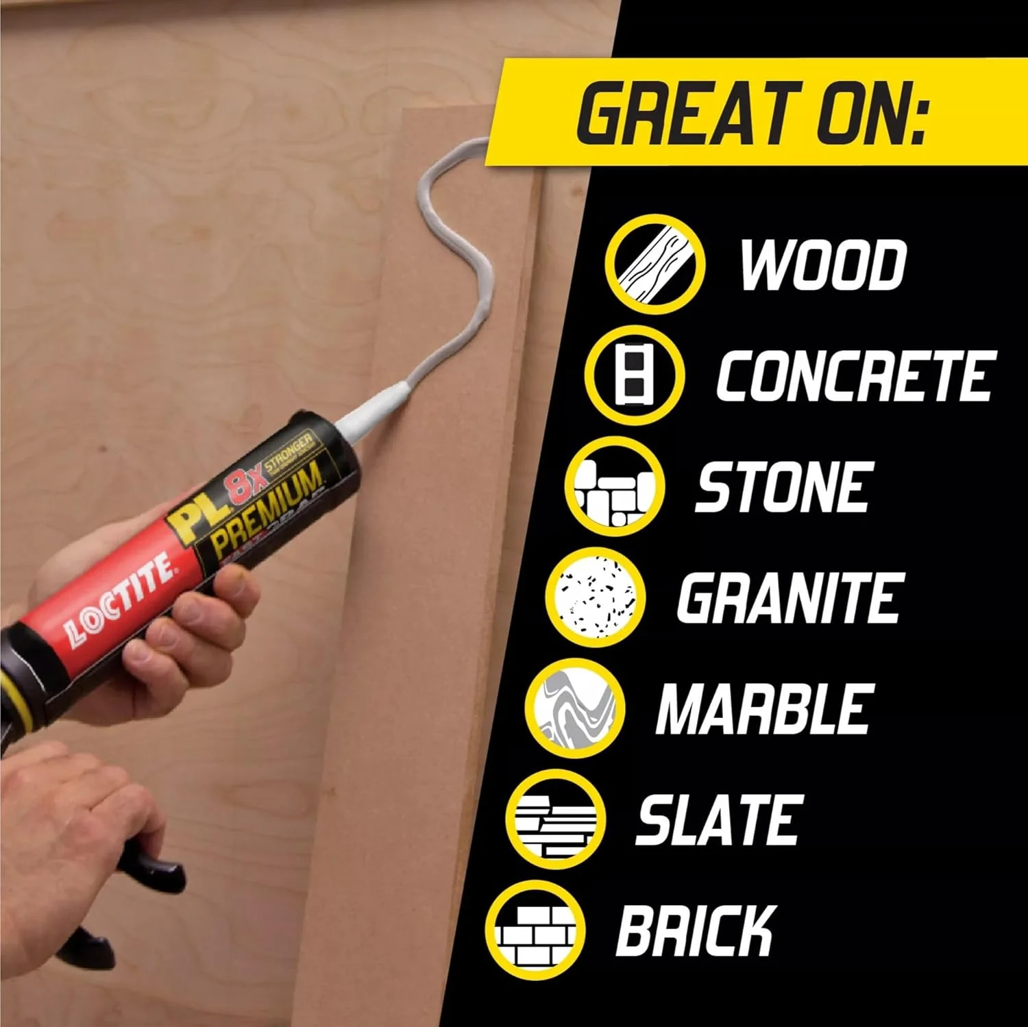 Loctite PL Premium Fast Grab Polyurethane Construction Adhesive, 10 fl oz Cartridge (Pack of 12) - Image 3