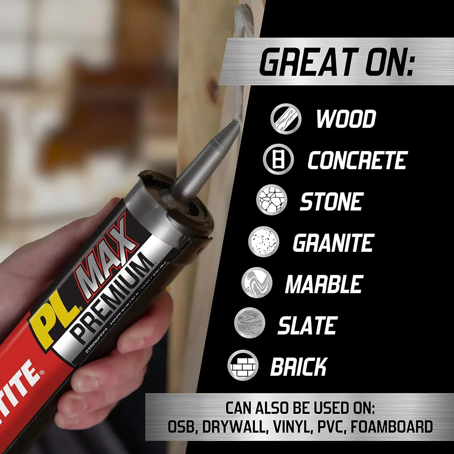Loctite PL Premium Max Construction Adhesive, 9 fl oz Cartridge, Versatile Construction Glue for Wood, Concrete, Stone & More (Pack of 1) - Image 3