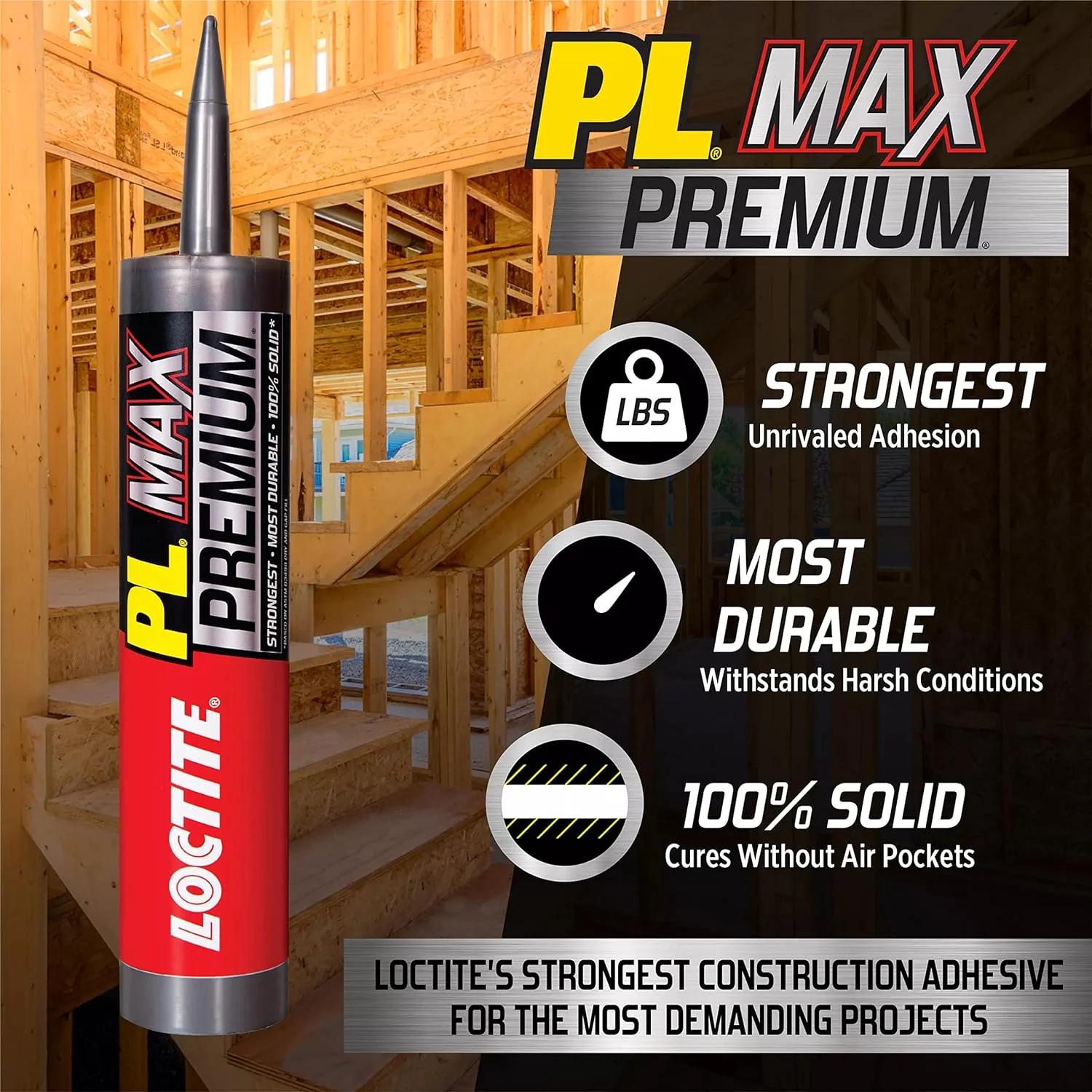 Loctite PL Premium Max Construction Adhesive, 9 fl oz Cartridge, Versatile Construction Glue for Wood, Concrete, Stone & More (Pack of 1) - Image 4