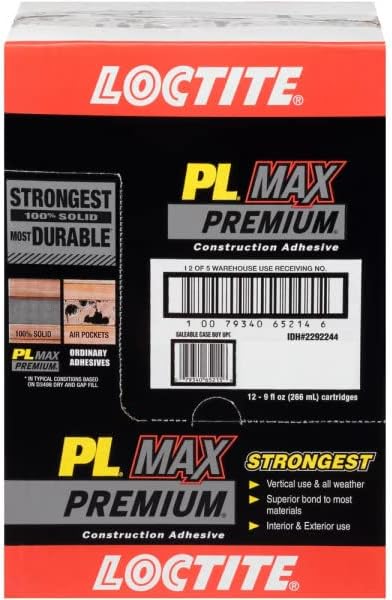 Loctite 2292244 PL Premium Max Construction Adhesive, 9 fl oz Cartridge, Versatile Construction Glue for Wood, Concrete, Stone & More (Pack of 12) - Image 3