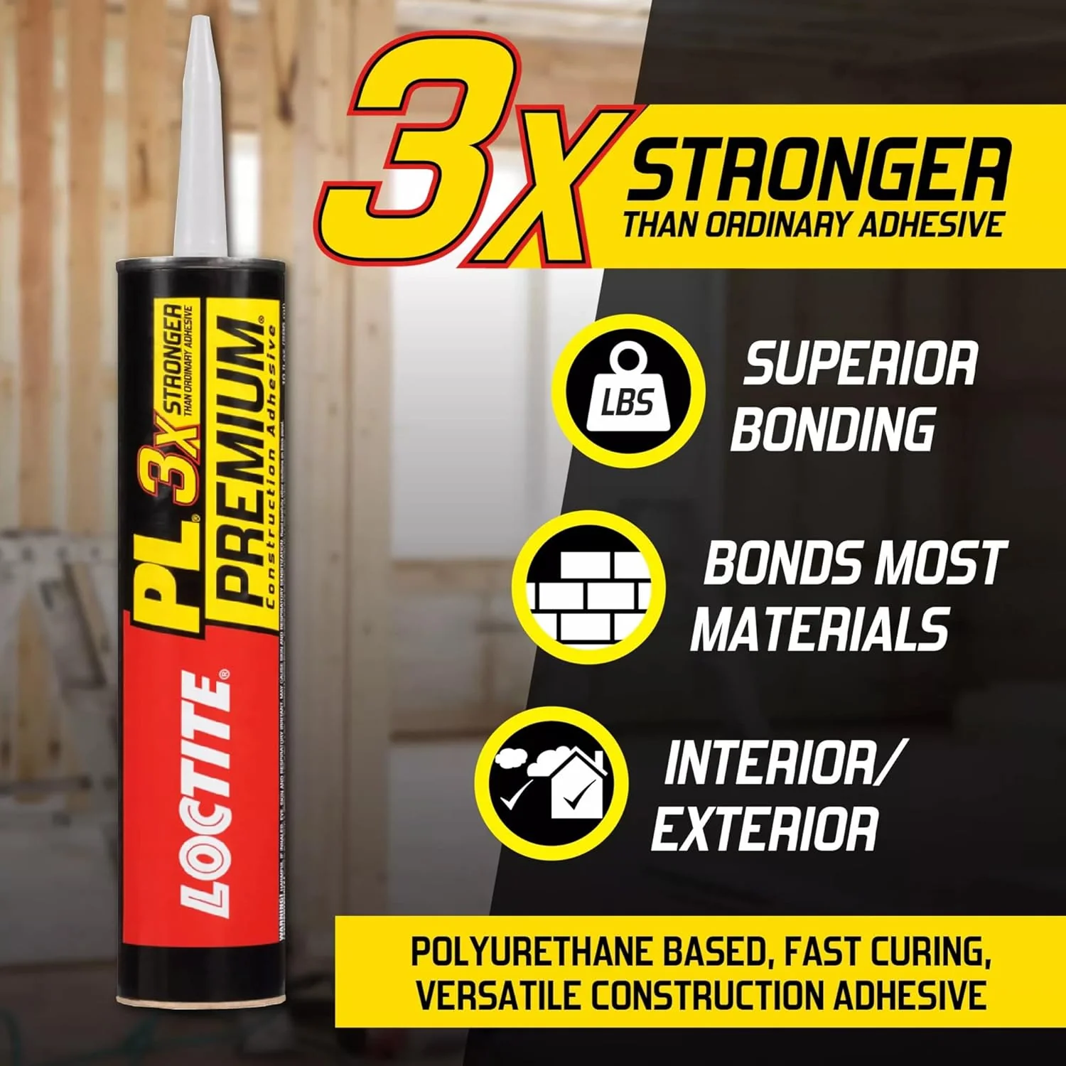 Loctite 1390595 PL Premium Polyurethane Construction Adhesive, 10 fl oz Cartridge, Versatile Construction Glue for Wood, Concrete, Stone, Metal & More (Pack of 12) - Image 5