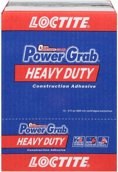 Loctite 2032666 Power Grab Express Heavy Duty Construction Adhesive, 9 fl oz Cartridge, Versatile Construction Glue for Cement, Tile, Wall & More (Pack of 12) - Image 2