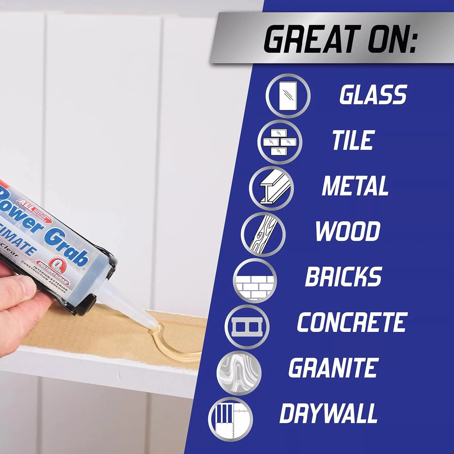 Loctite Power Grab Ultimate Crystal Clear Construction Adhesive, 9 fl oz Cartridge - Versatile Construction Glue for Glass, Wood, Metal & More (Pack of 6) - Image 3