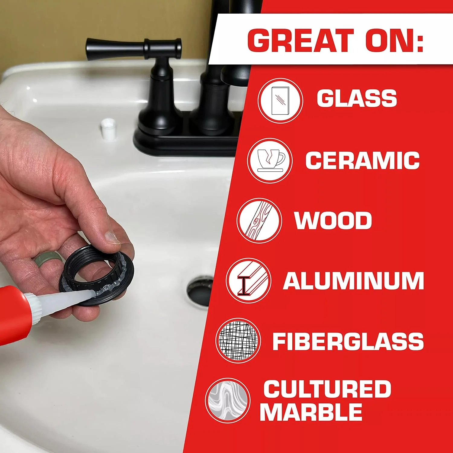 Loctite Silicone Sealant, Clear, 2.7 fl oz Tube, 100% Waterproof Sealant for Glass, Ceramic, Wood, Plastic & More - Image 3