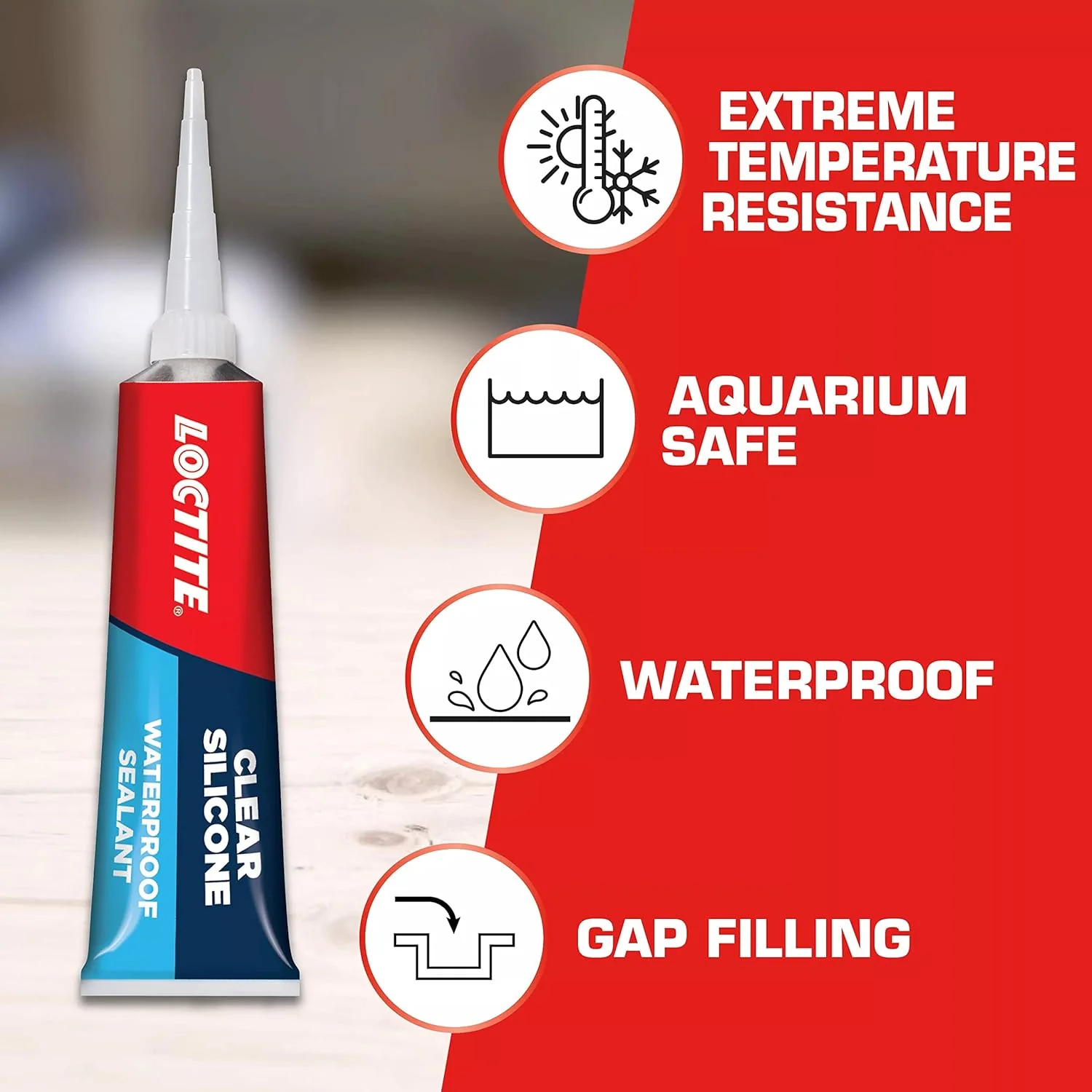 Loctite Silicone Sealant, Clear, 2.7 fl oz Tube, 100% Waterproof Sealant for Glass, Ceramic, Wood, Plastic & More - Image 4