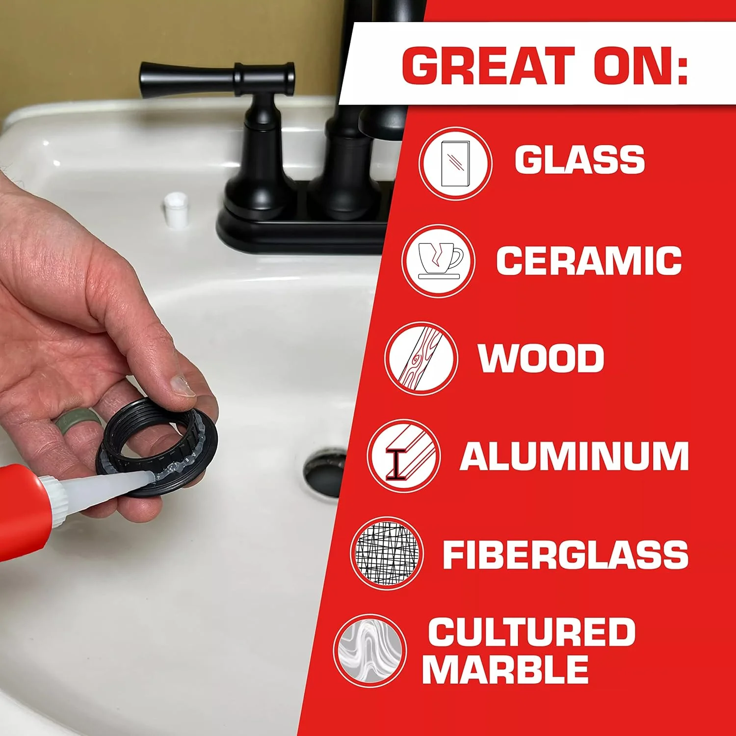 Loctite Silicone Sealant, Clear, 2.7 fl oz Tube, 100% Waterproof Sealant for Glass, Ceramic, Wood, Plastic & More (Pack of 6) - Image 3