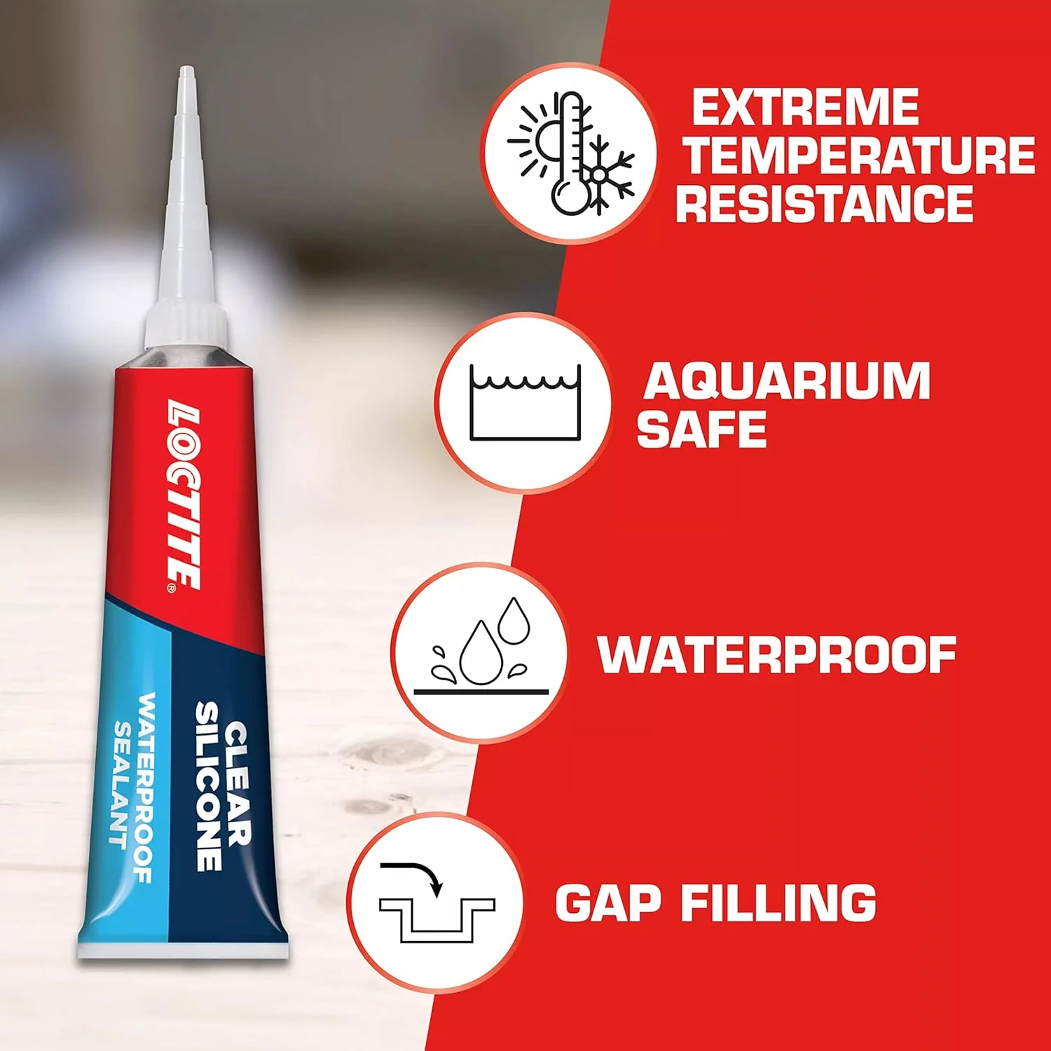 Loctite Silicone Sealant, Clear, 2.7 fl oz Tube, 100% Waterproof Sealant for Glass, Ceramic, Wood, Plastic & More (Pack of 6) - Image 4