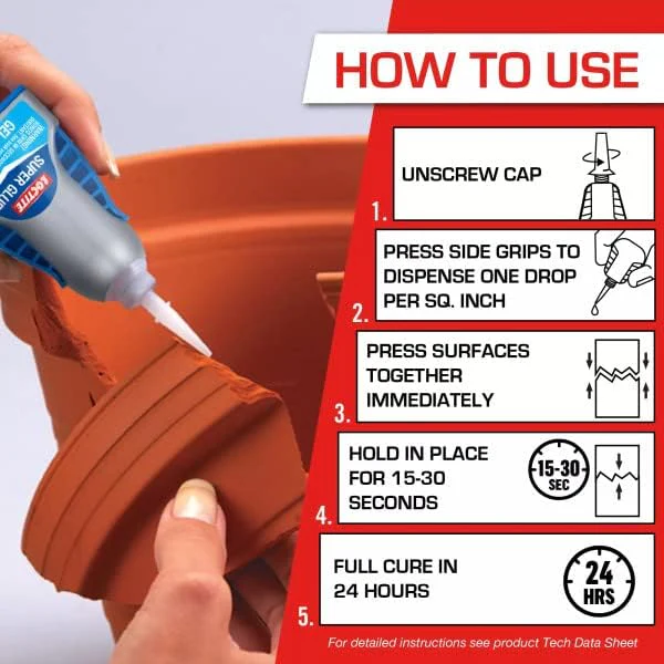 Loctite Super Glue Gel Control, Clear, 0.14 fl oz Bottle, Superglue for Plastic, Wood, Metal, Crafts & Repair, Cyanoacrylate Adhesive Instant Glue, Quick Dry (Pack of 6) - Image 2