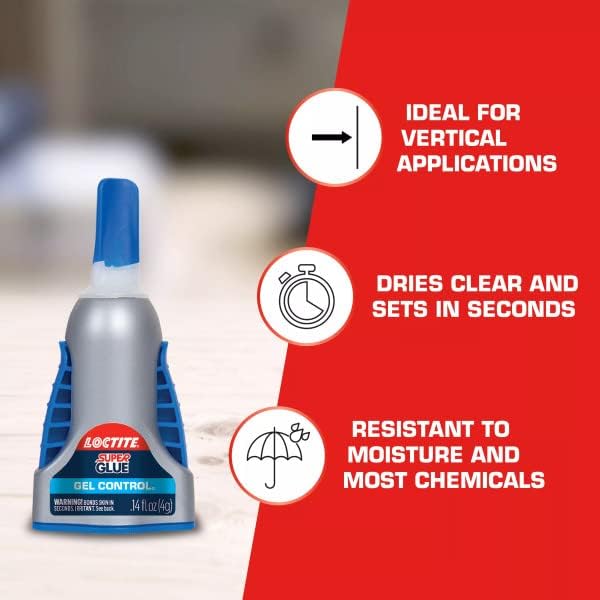 Loctite Super Glue Gel Control, Clear, 0.14 fl oz Bottle, Superglue for Plastic, Wood, Metal, Crafts & Repair, Cyanoacrylate Adhesive Instant Glue, Quick Dry (Pack of 6) - Image 4
