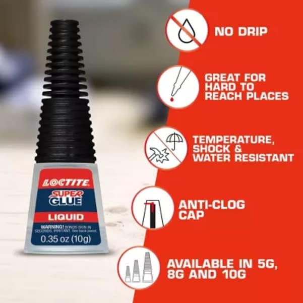 Loctite 230992 Super Glue Liquid Longneck Bottle, Clear, 0.18 fl oz Bottle (Pack of 1) - Image 5