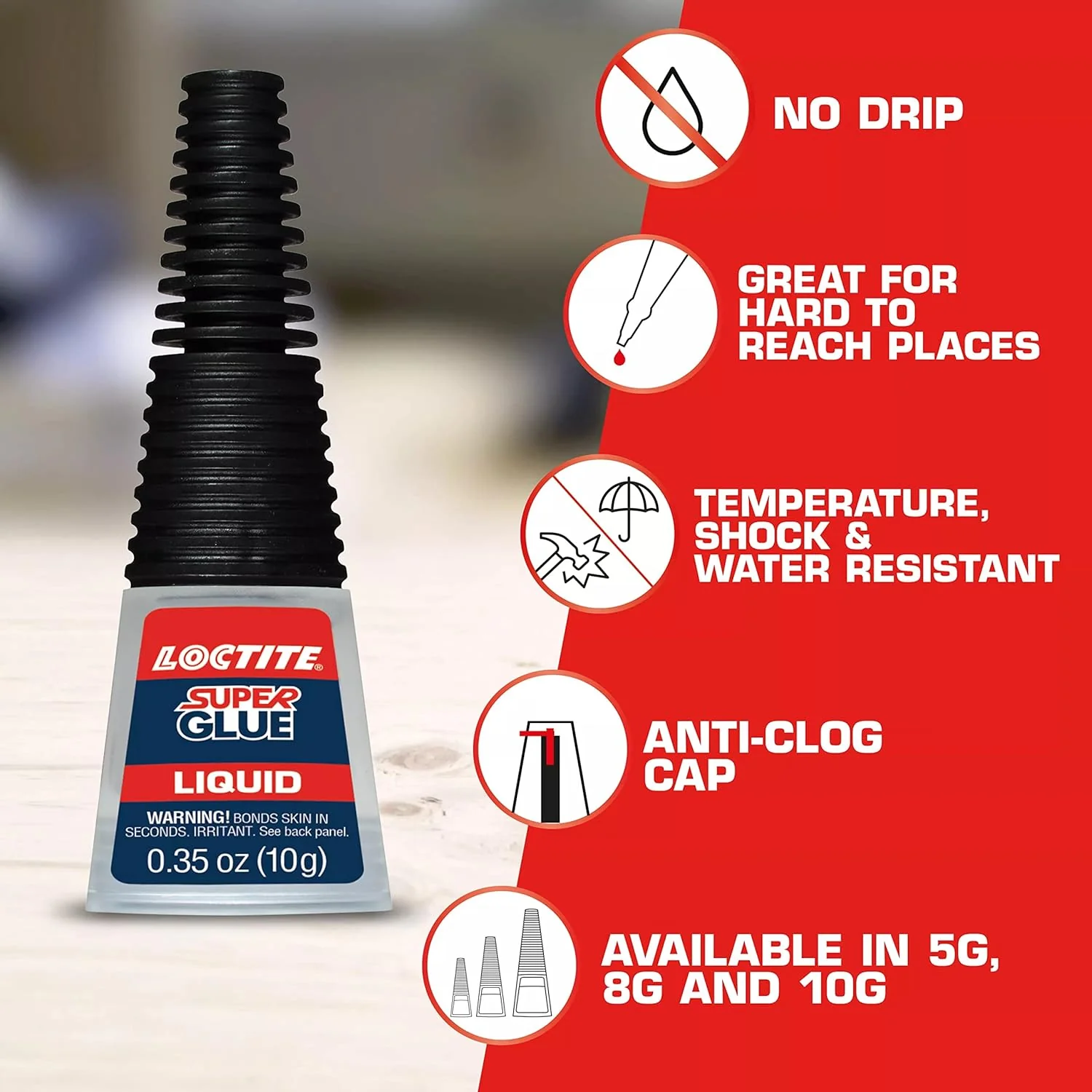 Loctite Super Glue Liquid Longneck Bottle, Clear, 0.35 fl oz Bottle - Superglue for Plastic, Wood, Metal, Crafts & Repair, Cyanoacrylate Adhesive Instant Glue, Quick Dry (Pack of 6) - Image 5