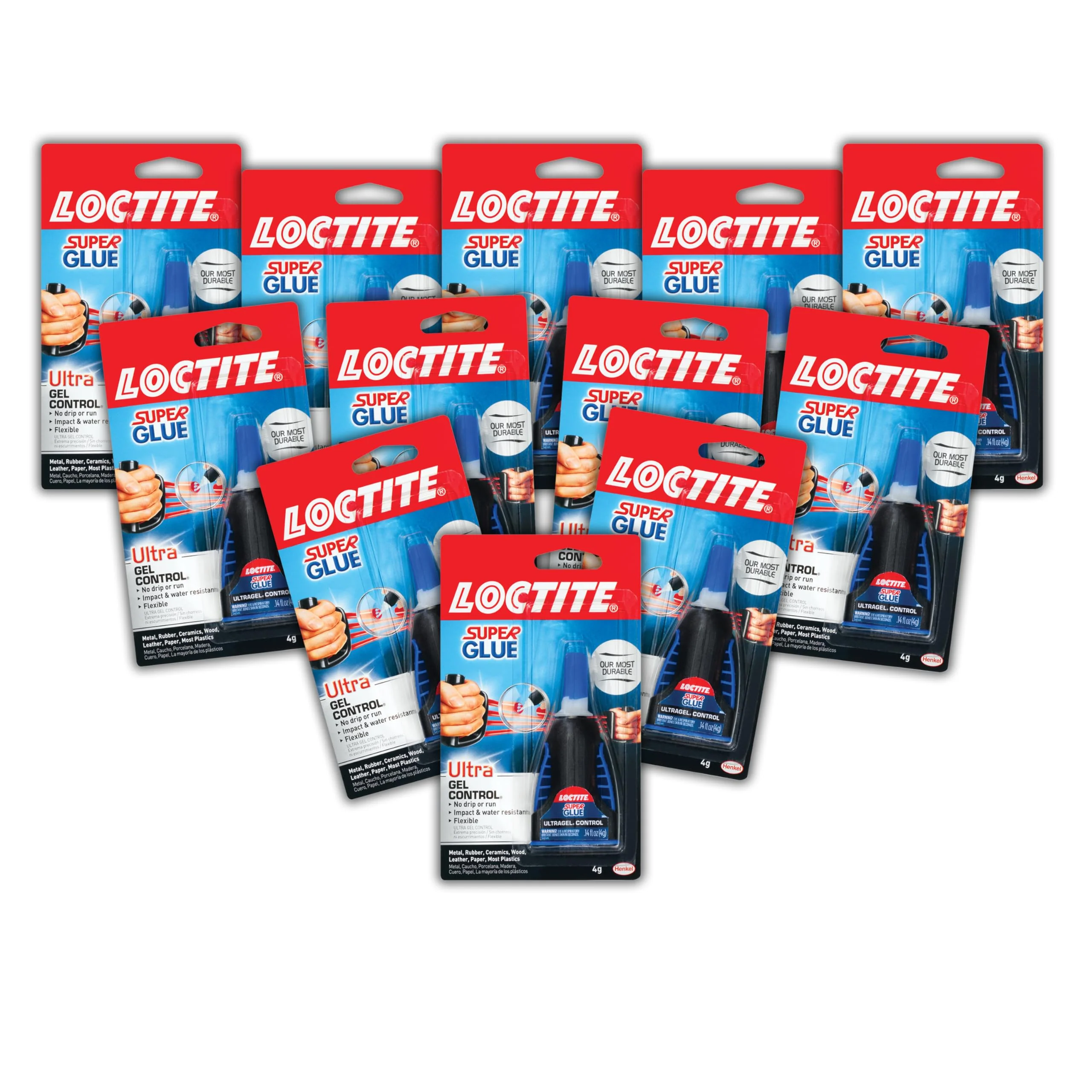 Loctite Super Glue Ultra Gel Control, Clear, 0.14 fl oz Bottle (Pack of 12)