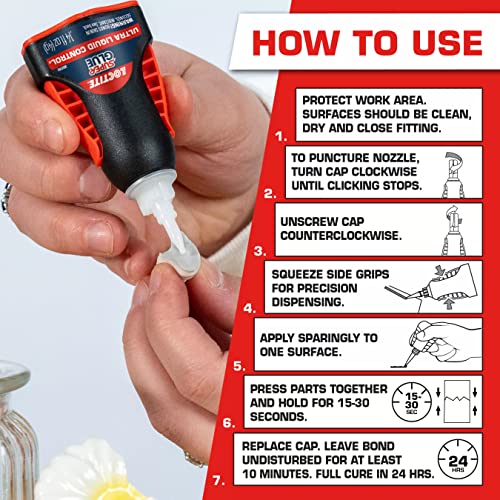 Loctite Super Glue Ultra Liquid Control, 4 Gram Squeeze Bottle, 6 Pack - Clear Superglue for Plastic, Wood, Metal, Crafts, & Repair, Instant Glue Adhesive, Quick Dry - Image 2