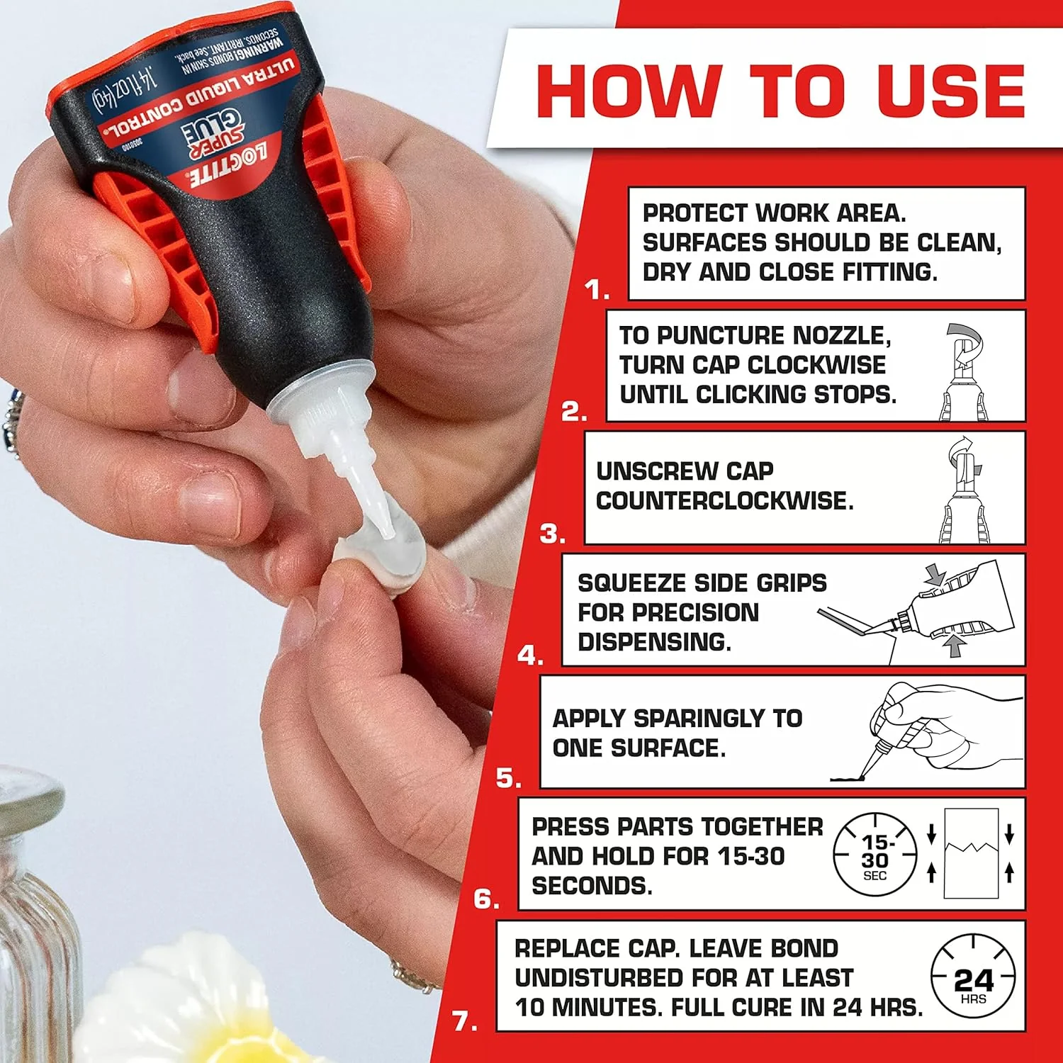 Loctite 1647358 Super Glue Ultra Liquid Control, Clear, 0.14 fl oz Bottle (Pack of 3) - Image 3