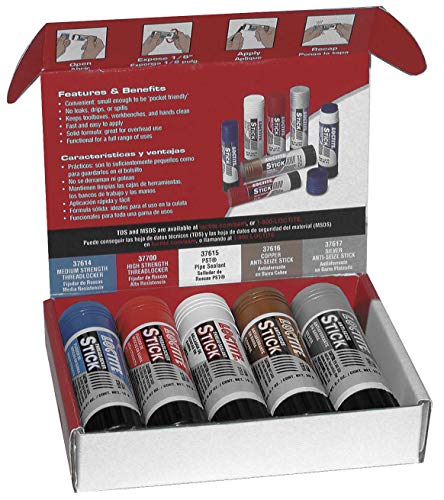 LOCTITE Thread Treatment Glue Stick Assortment Pack for Automotive: High-Temperature, Non-Corrosive, Verastile, Easy to Use| Pack of 5, 19 Gram Sticks (PN 576507 | 37614, 37615, 37616, 37617 & 37700)