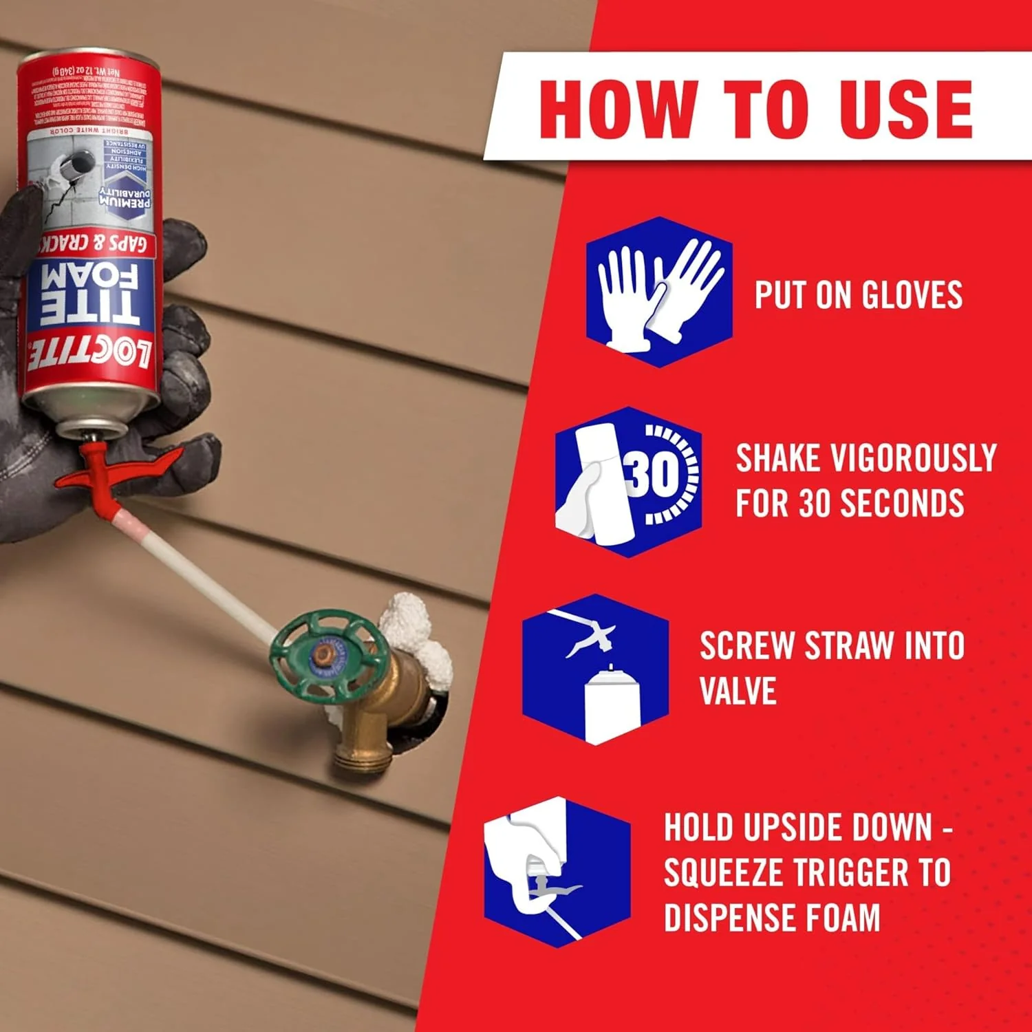 Loctite Tite Foam Gaps & Cracks Spray Foam Sealant, 12 fl oz Can, Polyurethane Expands for Insulation (Pack of 12) - Image 2