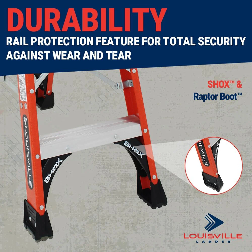 Louisville Ladder 6-Feet Fiberglass Twin Front Ladder, 375-Pound Duty Rating - Image 3