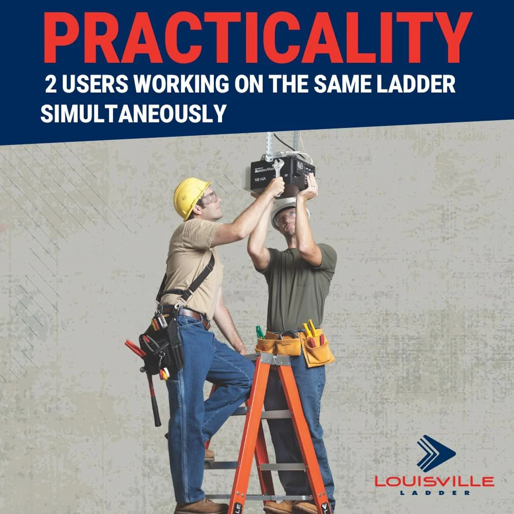 Louisville Ladder 6-Feet Fiberglass Twin Front Ladder, 375-Pound Duty Rating - Image 4