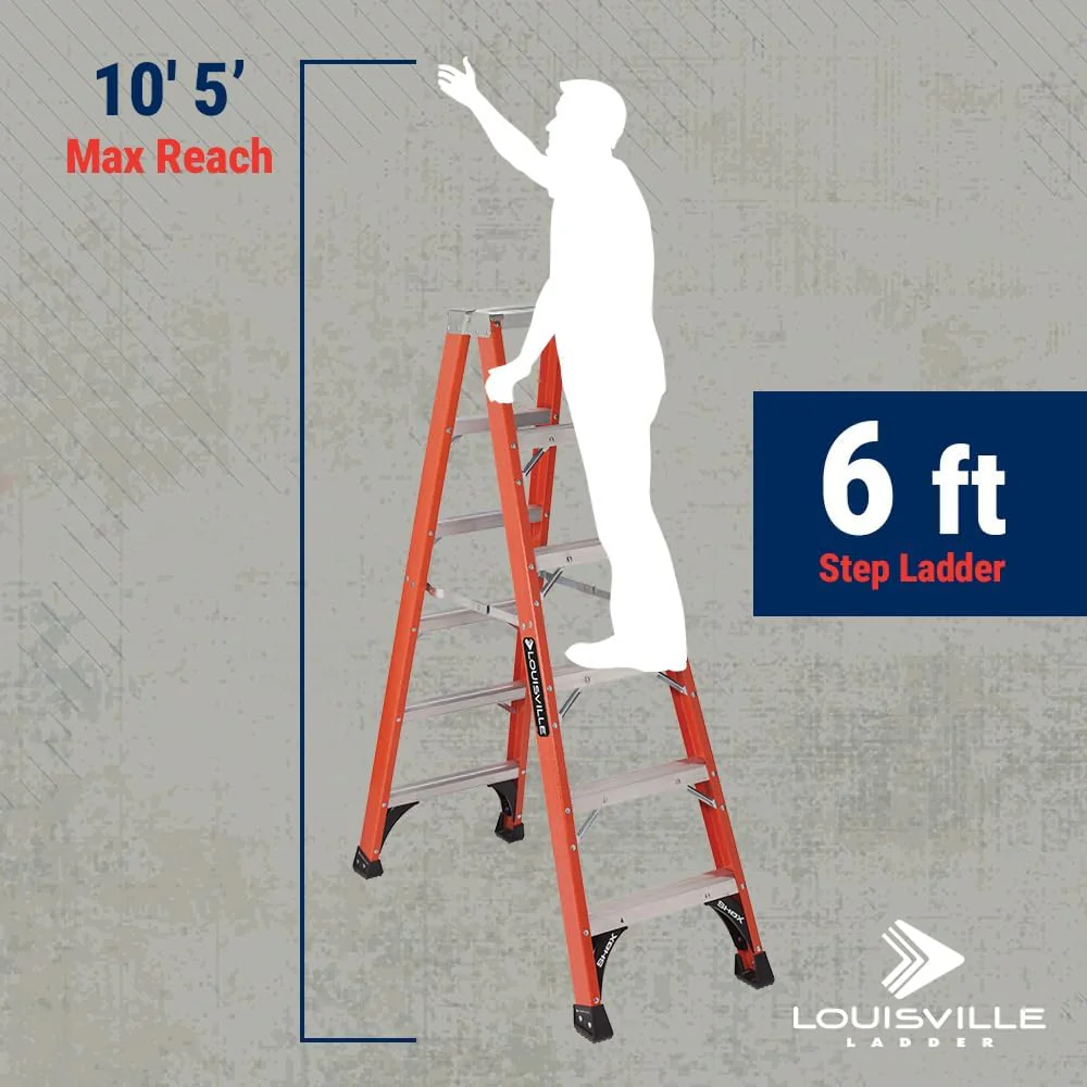 Louisville Ladder 6-Feet Fiberglass Twin Front Ladder, 375-Pound Duty Rating - Image 5