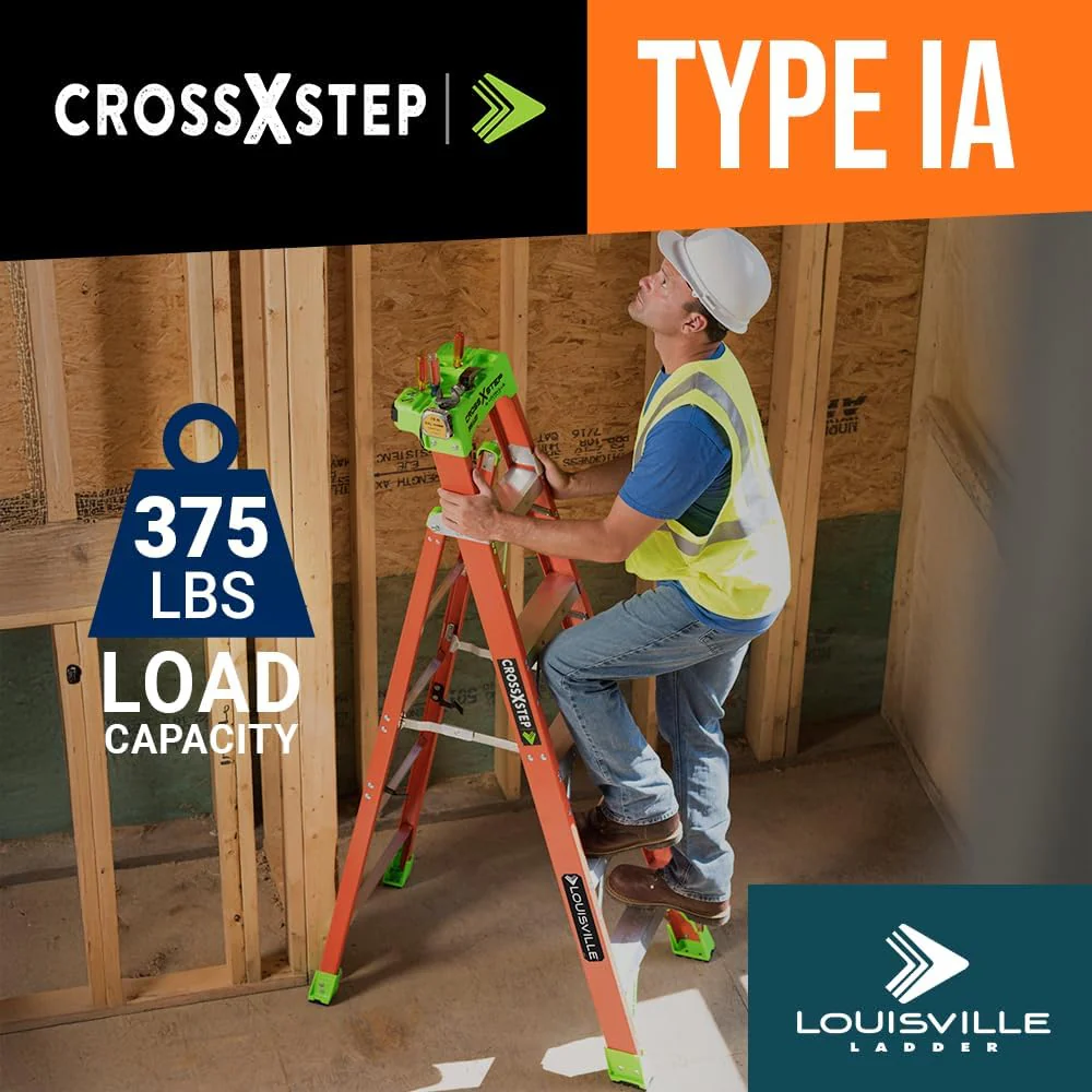 Louisville Ladder 8-foot Fiberglass Cross Step Ladder, 300-Pound Load Capacity, Type IA - FXS1508 - Image 3