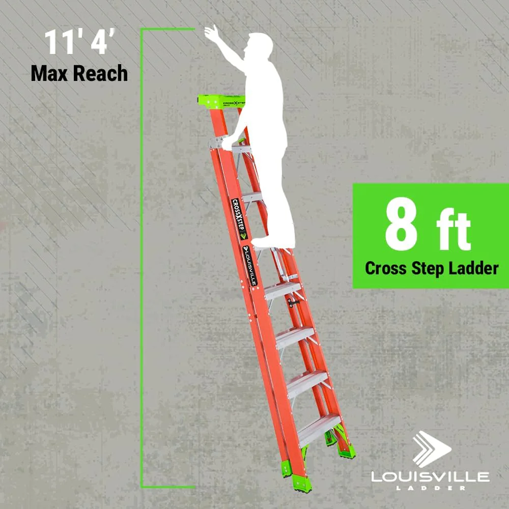 Louisville Ladder 8-foot Fiberglass Cross Step Ladder, 300-Pound Load Capacity, Type IA - FXS1508 - Image 7
